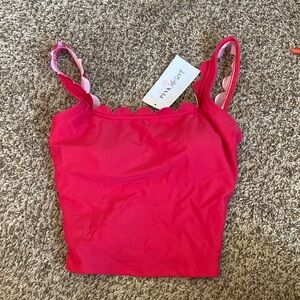 Pink Desert Red Scalloped Bikini Top